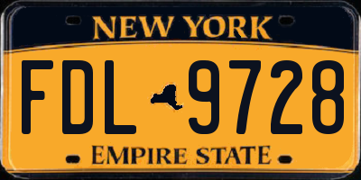NY license plate FDL9728