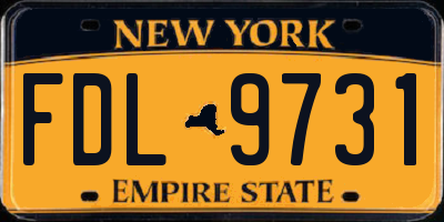 NY license plate FDL9731