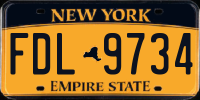 NY license plate FDL9734