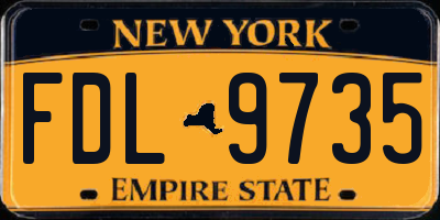 NY license plate FDL9735