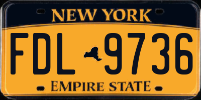 NY license plate FDL9736