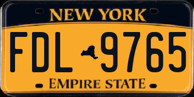 NY license plate FDL9765