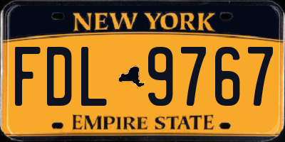 NY license plate FDL9767