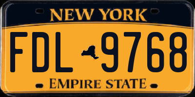 NY license plate FDL9768