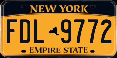 NY license plate FDL9772