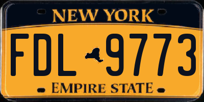 NY license plate FDL9773