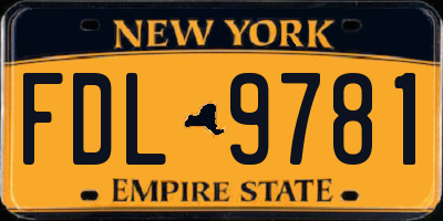 NY license plate FDL9781