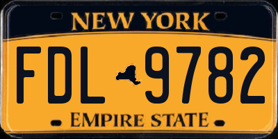 NY license plate FDL9782