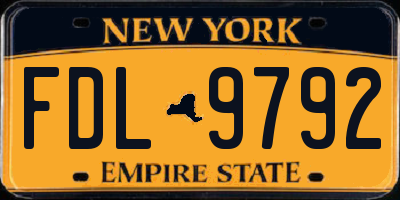 NY license plate FDL9792