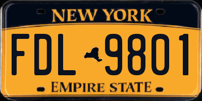 NY license plate FDL9801
