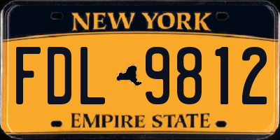 NY license plate FDL9812
