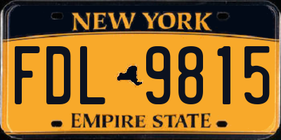 NY license plate FDL9815