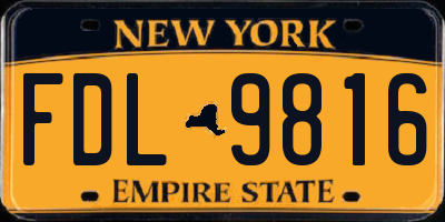 NY license plate FDL9816