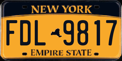 NY license plate FDL9817