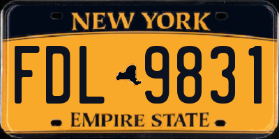 NY license plate FDL9831
