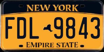 NY license plate FDL9843