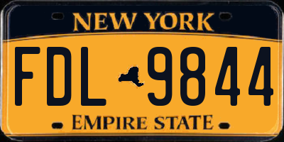 NY license plate FDL9844
