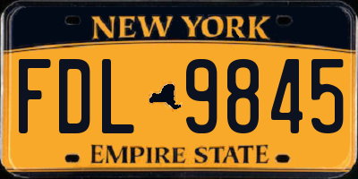 NY license plate FDL9845