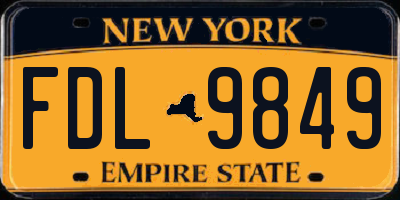 NY license plate FDL9849