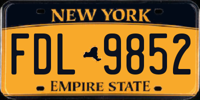 NY license plate FDL9852