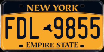 NY license plate FDL9855