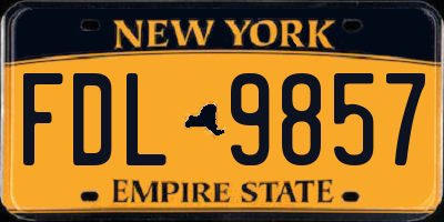 NY license plate FDL9857