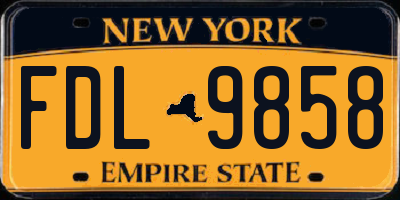 NY license plate FDL9858