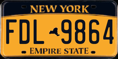 NY license plate FDL9864