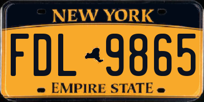 NY license plate FDL9865