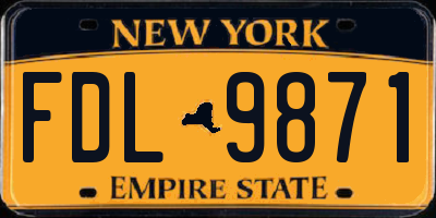 NY license plate FDL9871