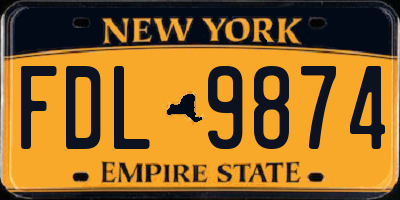 NY license plate FDL9874
