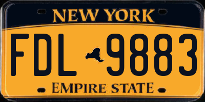 NY license plate FDL9883