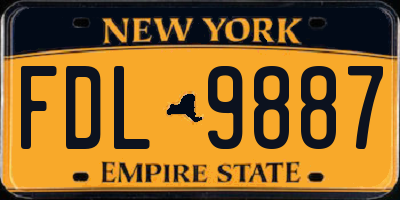 NY license plate FDL9887
