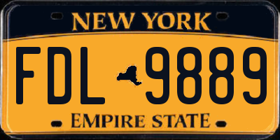 NY license plate FDL9889