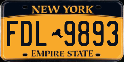 NY license plate FDL9893
