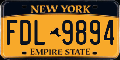 NY license plate FDL9894