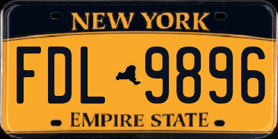 NY license plate FDL9896