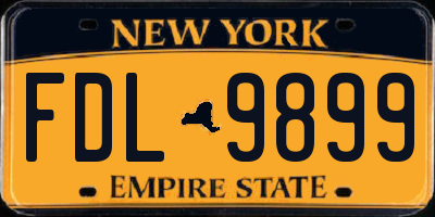 NY license plate FDL9899