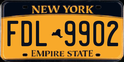 NY license plate FDL9902