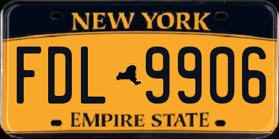 NY license plate FDL9906