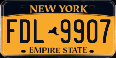 NY license plate FDL9907