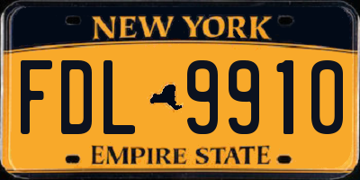 NY license plate FDL9910