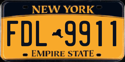 NY license plate FDL9911