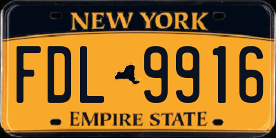 NY license plate FDL9916