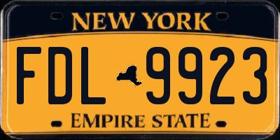 NY license plate FDL9923