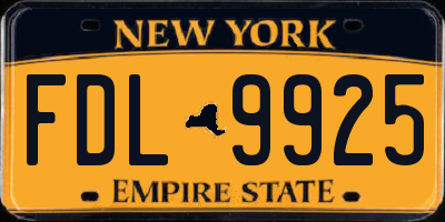 NY license plate FDL9925