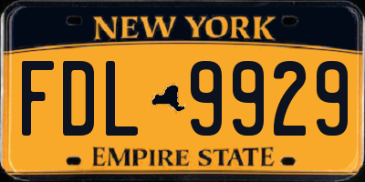 NY license plate FDL9929
