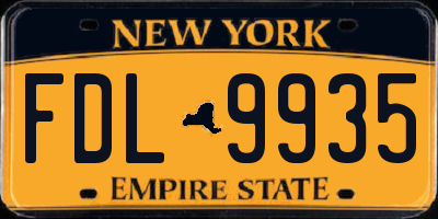 NY license plate FDL9935