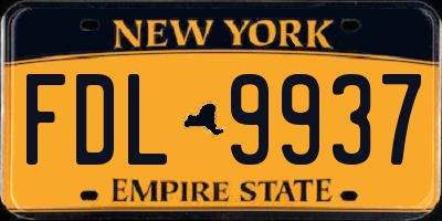 NY license plate FDL9937
