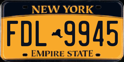 NY license plate FDL9945